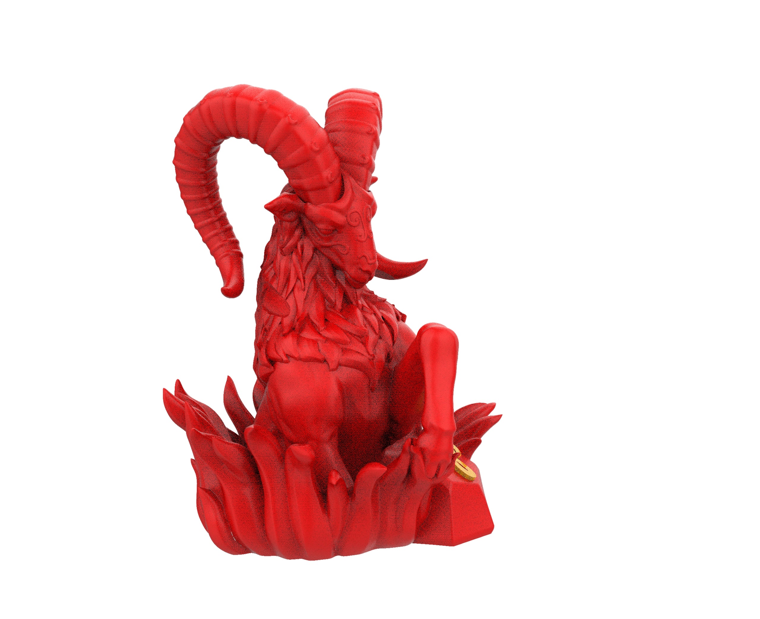 Red elephant statue on a white background