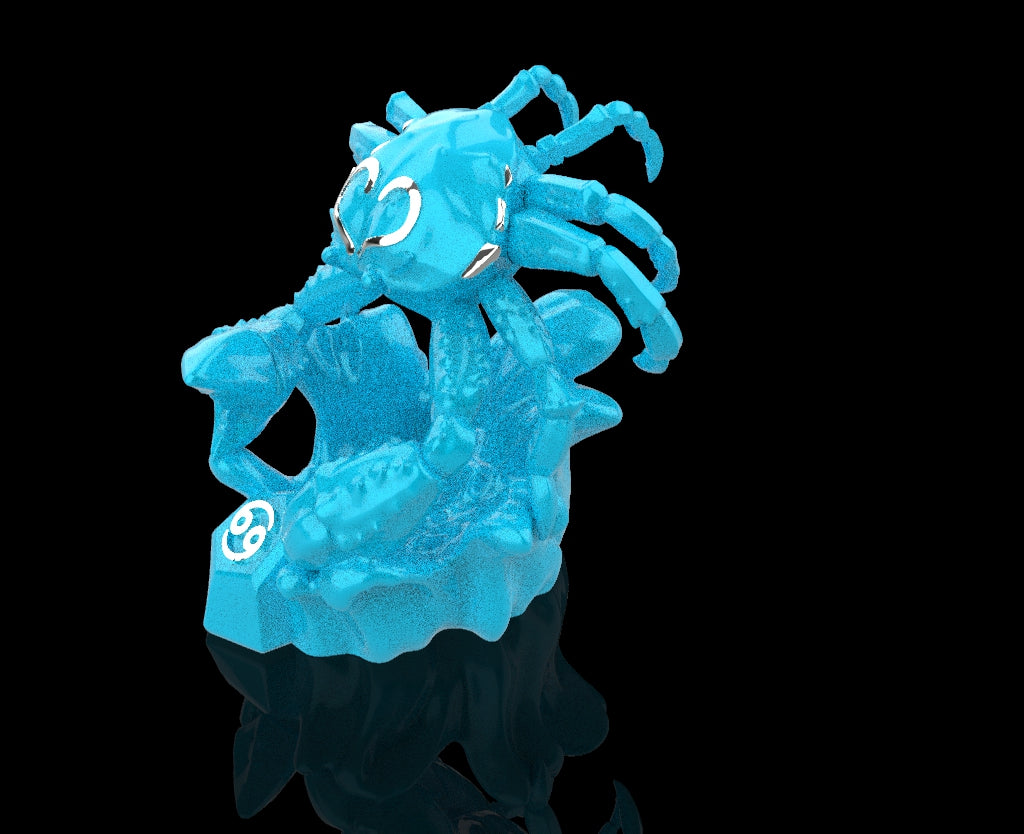 Blue spider-like creature figurine on a black background