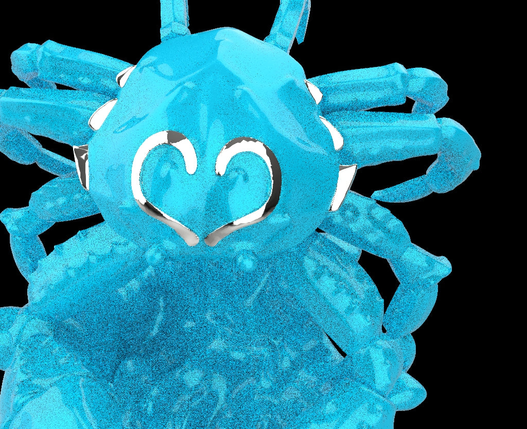 Blue plastic toy with a heart-shaped cutout on a black background