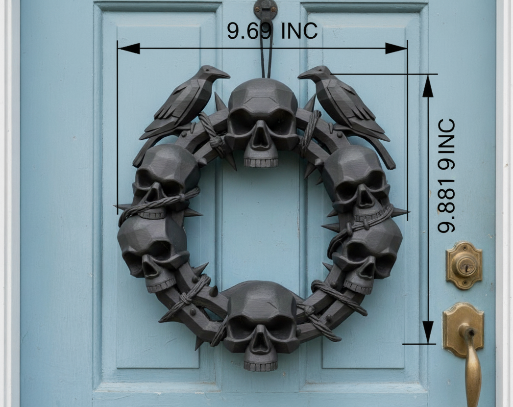 Halloween Gothic Skull Wreath, 3D model DIGITAL FILE
