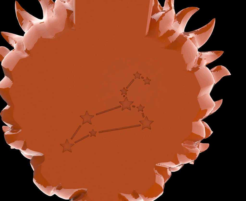 Decorative circular design with star constellations on a brown background