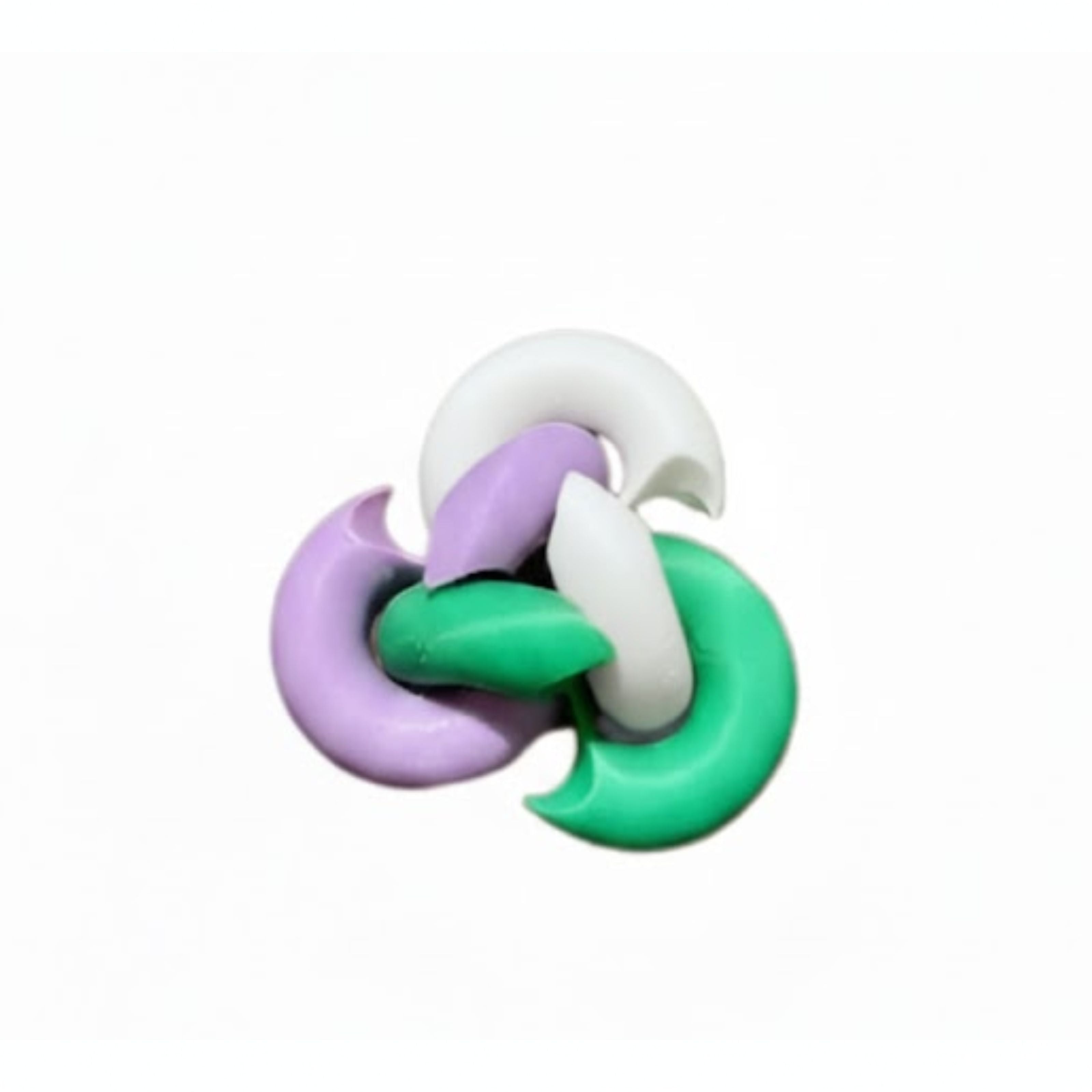 Colorful plastic knot toy on a white background