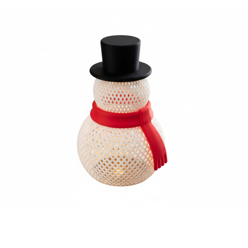  snowman with a black top hat and red scarf 