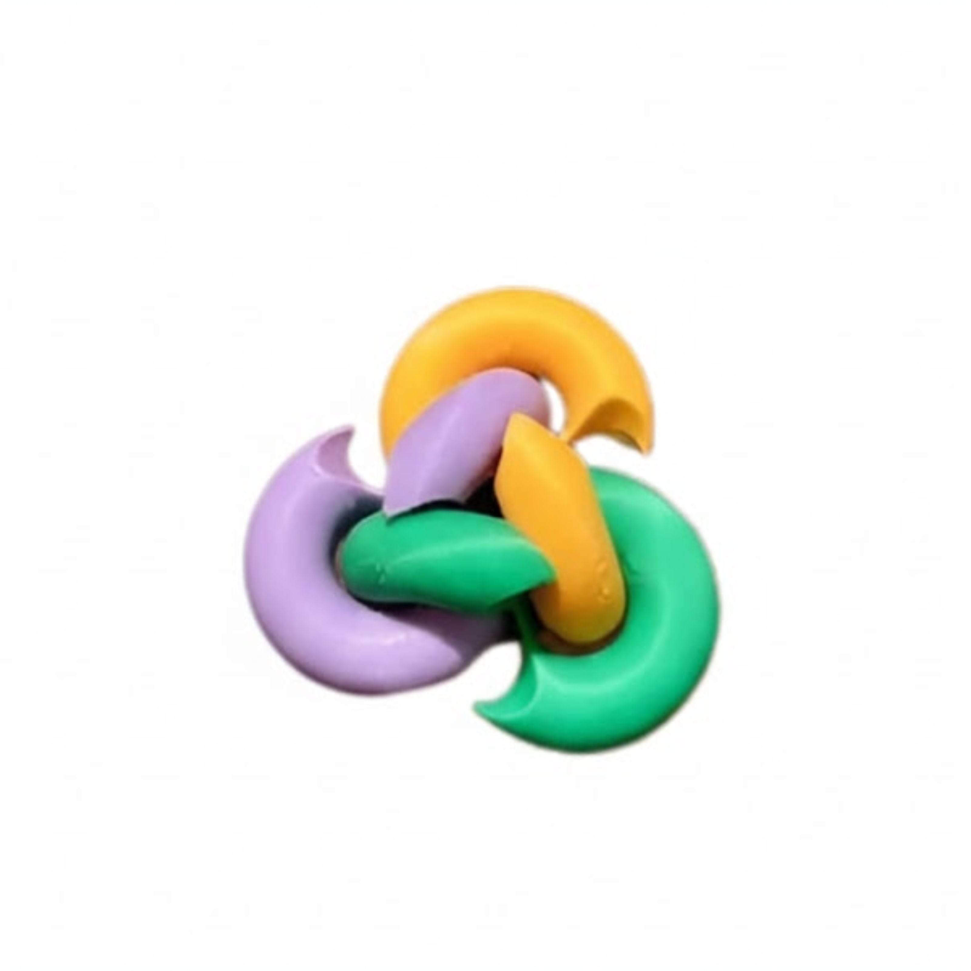 Colorful plastic knot toy on a white background