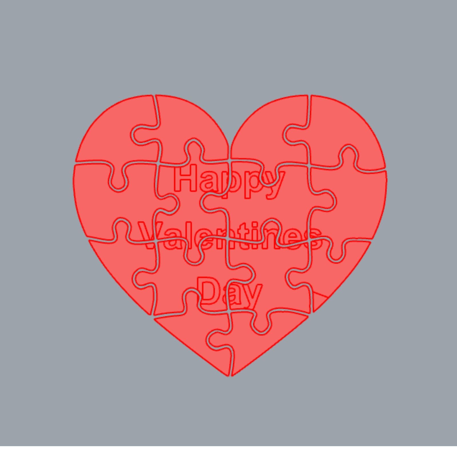 Valentine's Day Heart Puzzle - 3D Printable Model (Digital STL File)